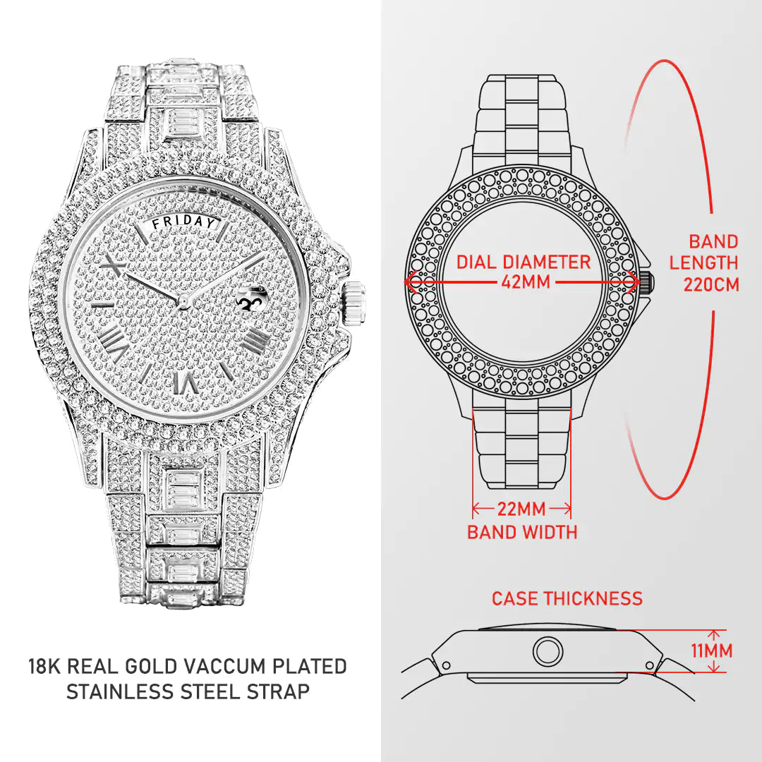 Luxury Silver Men Watch- Best Friend Birthday Gift